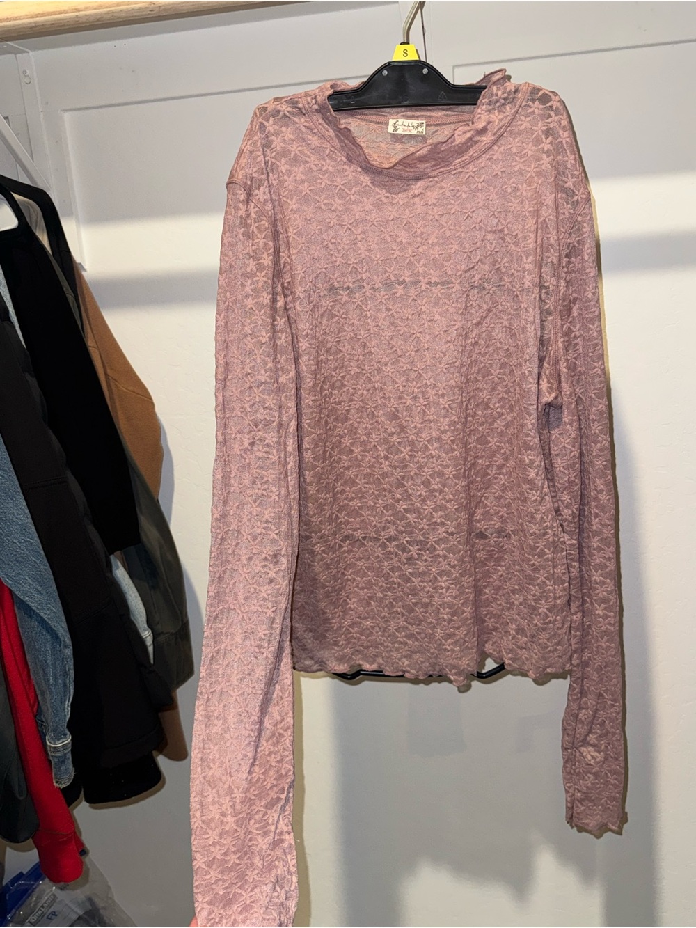 Free People Intimately Lace Crew Long Sleeve